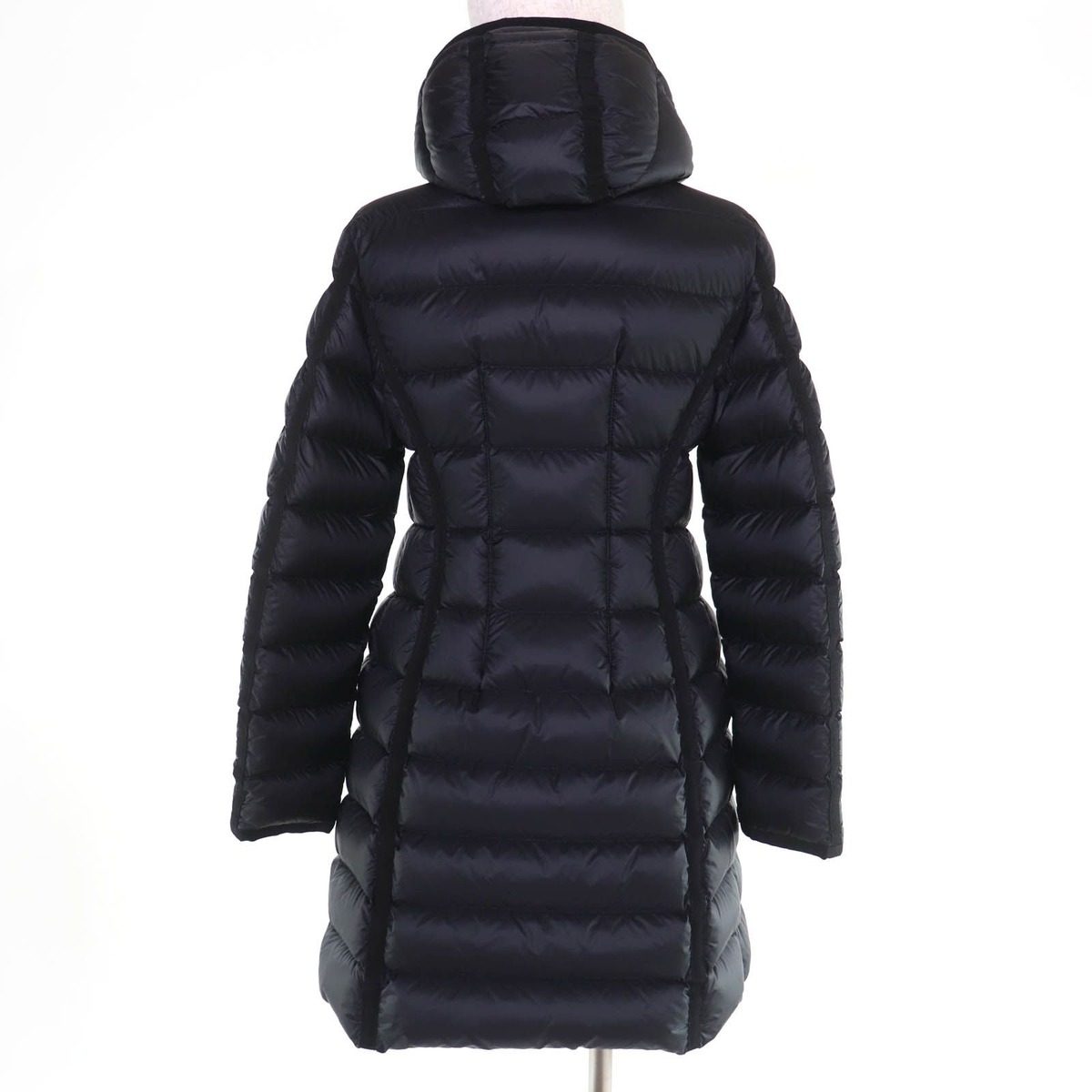 Moncler Hermine Logo Patch Hooded Down Coat Black 0 — view 3