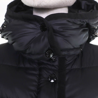 Moncler Hermine Logo Patch Hooded Down Coat Black 0 — view 4