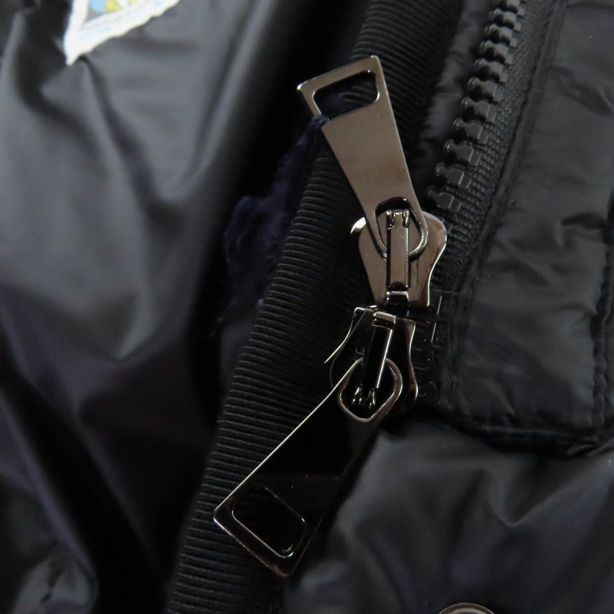 Moncler Hermine Logo Patch Hooded Down Coat Black 0 — view 7