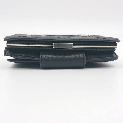Chanel Cambon Line Folding Wallet With Clasp Black Coco Mark Lambskin Box With