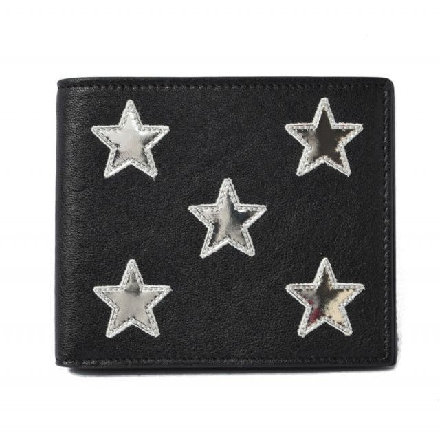 Saint Laurent Wallet YSL Foldable Star Leather Black