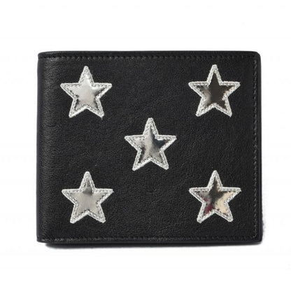 Saint Laurent Wallet YSL Foldable Star Leather Black