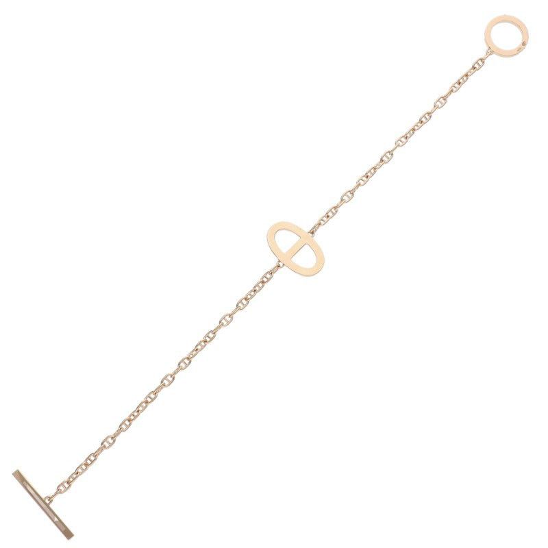 Hermes Chêne D'ancre Contour 18K Pink Gold Diamond Bracelet Men's SH