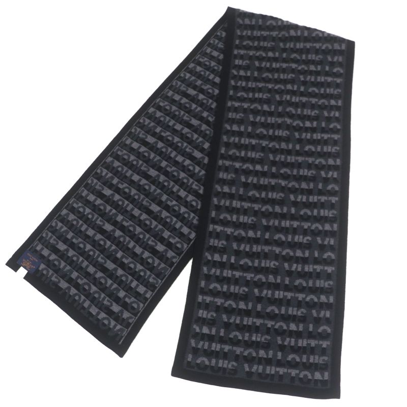 Louis Vuitton M70911 Echarpe LV Split 100% Wool Noir Black Gris Anthracite