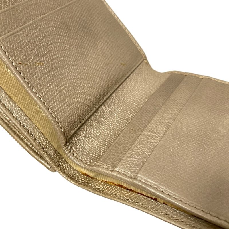 Chanel W Hook Wallet Coco Button Beige Silver Hardware