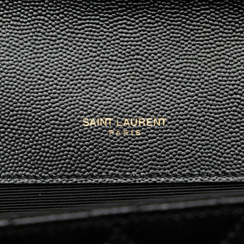 Saint Laurent Envelope Chain Shoulder Bag Handbag Black Gold Leather Women