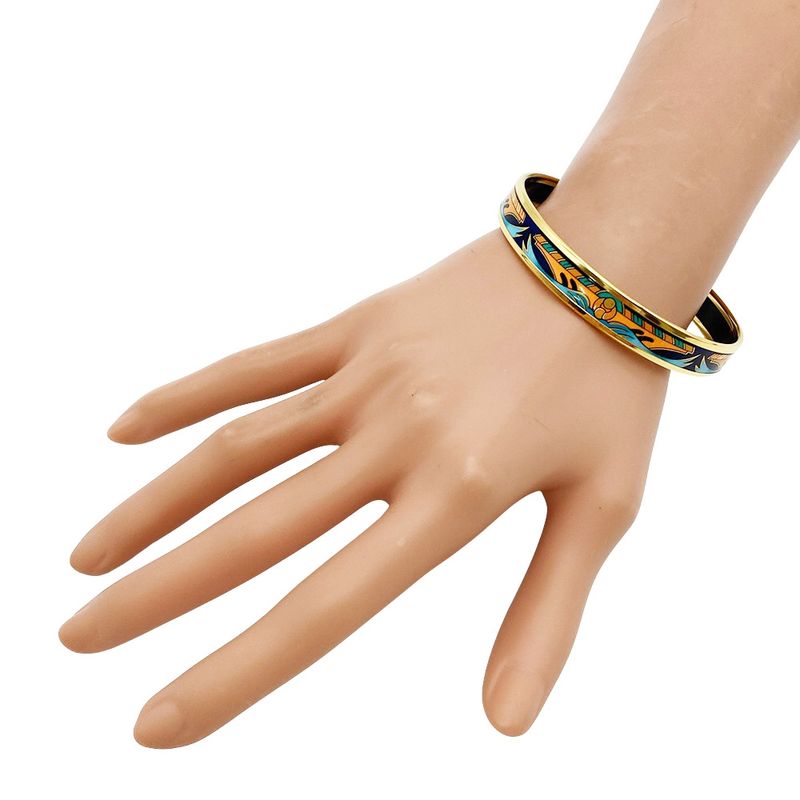 Hermes Emile PM Bangle Cuff Enamel Multicolor Gold Hardware Women