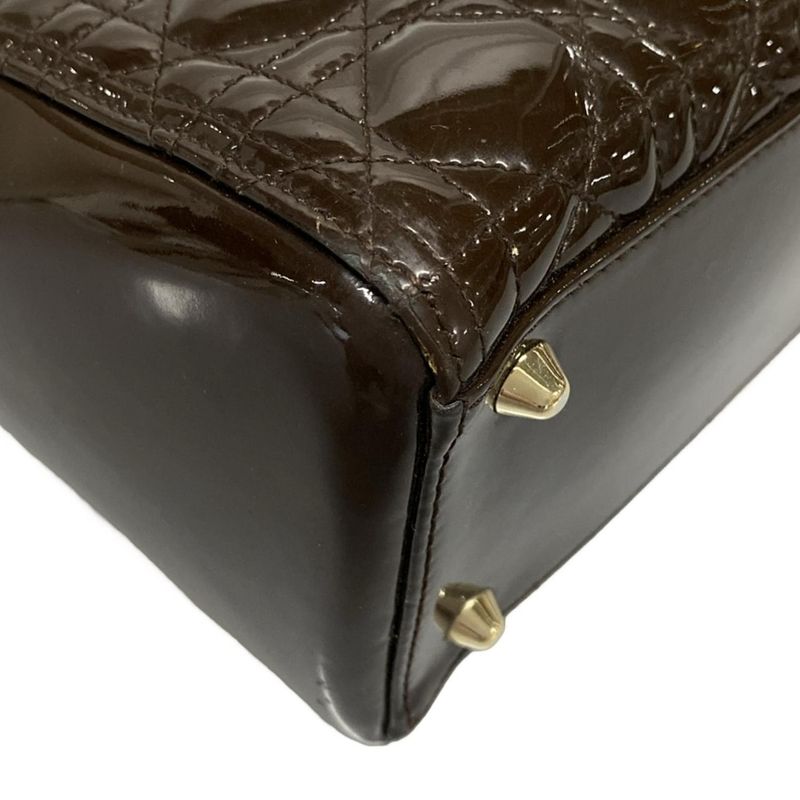 Dior/christian Dior Handbag Lady Dior Large Dark Brown Leather