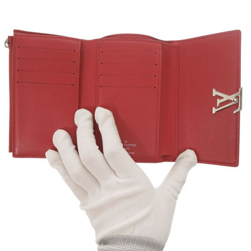 Louis Vuitton Portefeuille Capucino Compact M62158 Leather Red Trifold Wallet