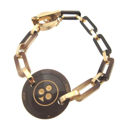 Hermes Fet Vosges GM Clover T2 Buffalo Horn Metal Brown Bracelet 0980