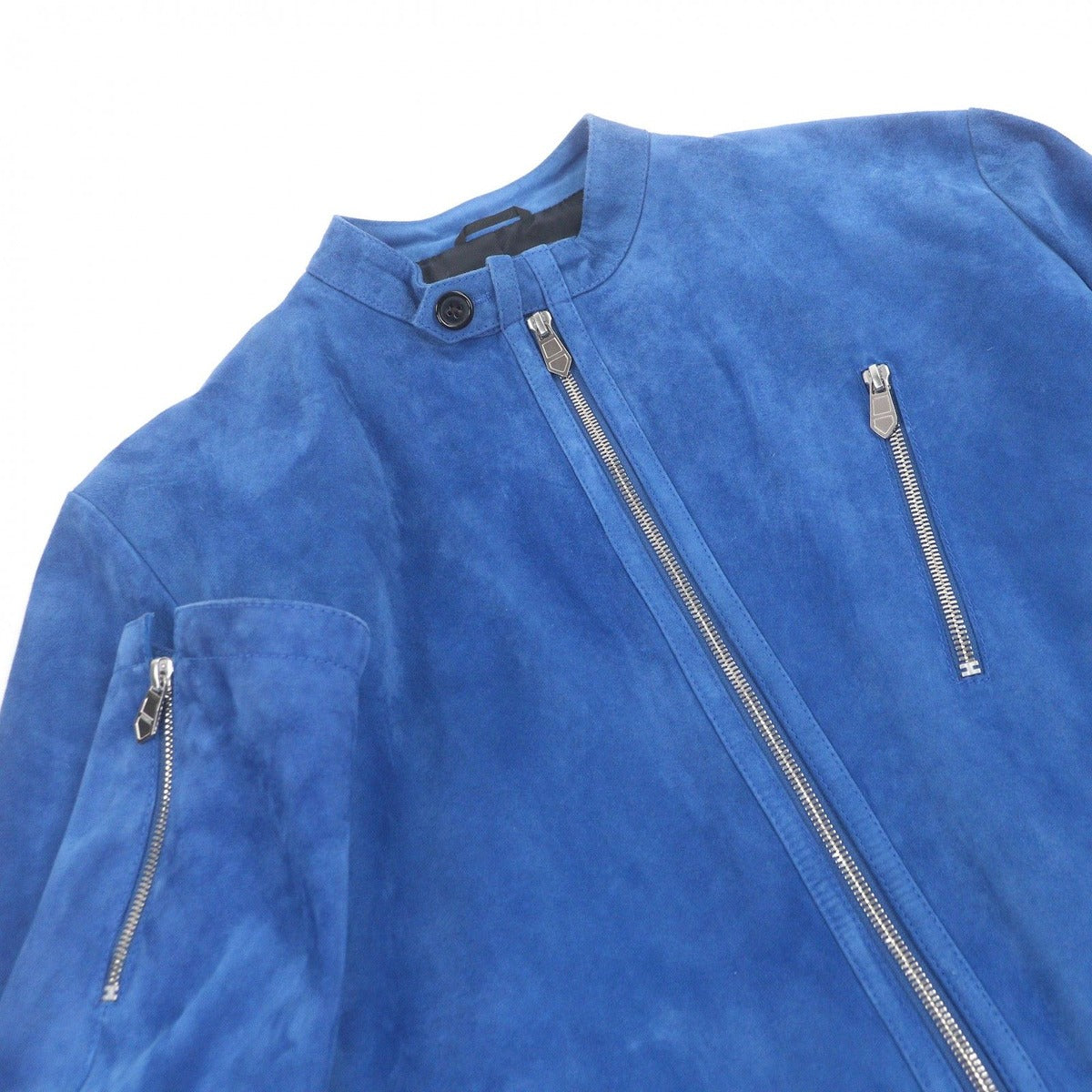 Hermes Commande Particuliere Custom Made Logo Zip Suede Leather Jacket — view 2