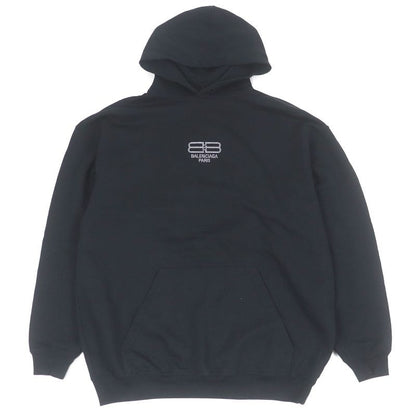 Balenciaga 22 AW 100% Cotton BB Logo Rhinestone Pullover Hoodie Black XS