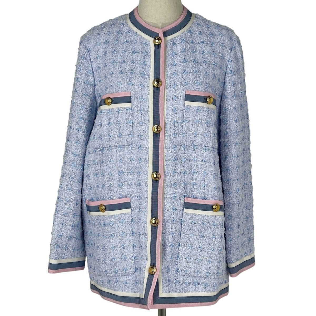 Gucci Colorless Jacket Tweed Jackets Light Blue