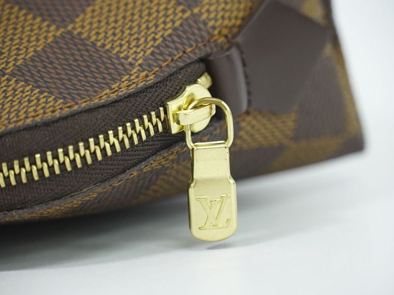 Authentic Louis Vuitton LV Pochette Cosmetic Damier Ebène Pouch Brown N47516