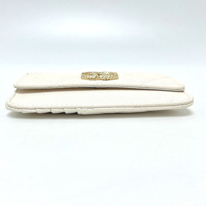 Chanel Long Wallet Coco Mark Caviar Skin White
