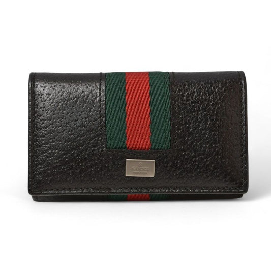 Gucci Outlet Key Case Holder 6-stacks Pigskin Sherry Line Black 033