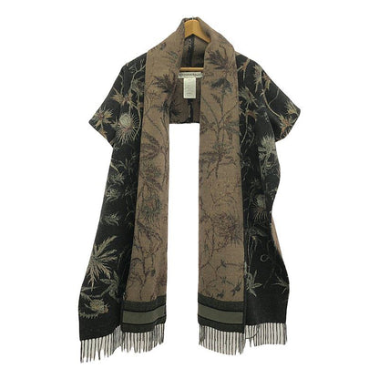 Christian DIOR | 2020ss | Wool Jacquard Fringe Shawl Poncho | S | Charcoal