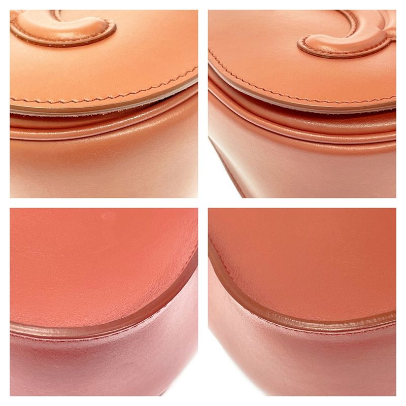 Celine Leather Folco Cuir Triomphe Shoulder Bag Lipstick 408622 Shoulder Bag