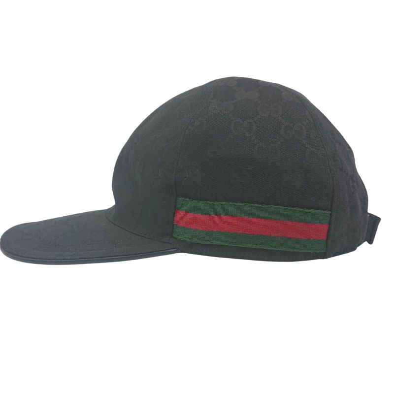 Gucci Cap Hat Sherry Line GG Canvas Black XL 60cm (23.62in)