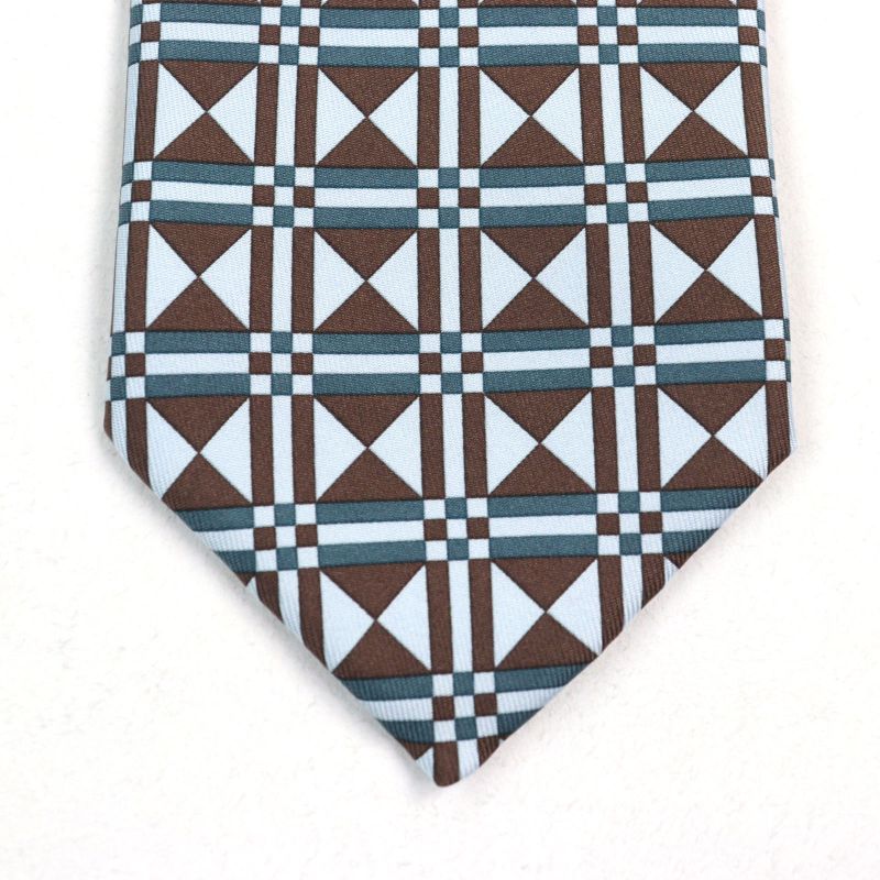 Hermes Cravate 100% Silk Art Deco Geometric Pattern Tie Multicolor With Box