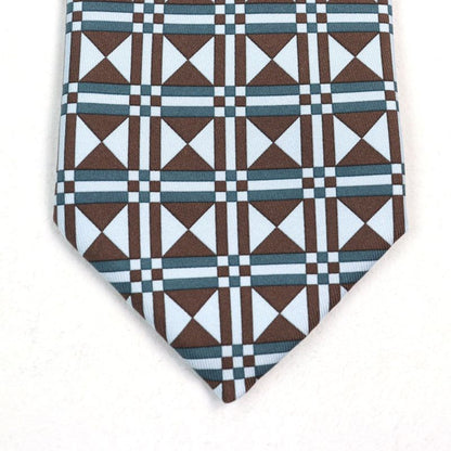 Hermes Cravate 100% Silk Art Deco Geometric Pattern Tie Multicolor With Box