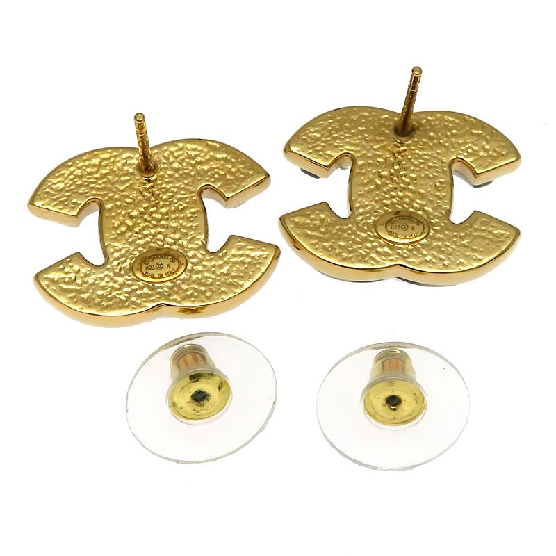 Chanel Iconic CC Black and Gold-Tone Earrings