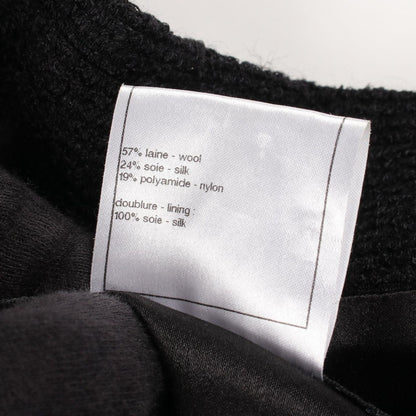 Chanel CC Logo Button Zip Wool Silk Jacket Black — view 5