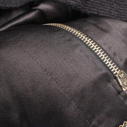 Chanel CC Logo Button Zip Wool Silk Jacket Black — view 10