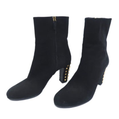 Gucci Short Boots Size 37 Black Suede Studded Shoes — view 2