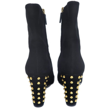 Gucci Short Boots Size 37 Black Suede Studded Shoes — view 6