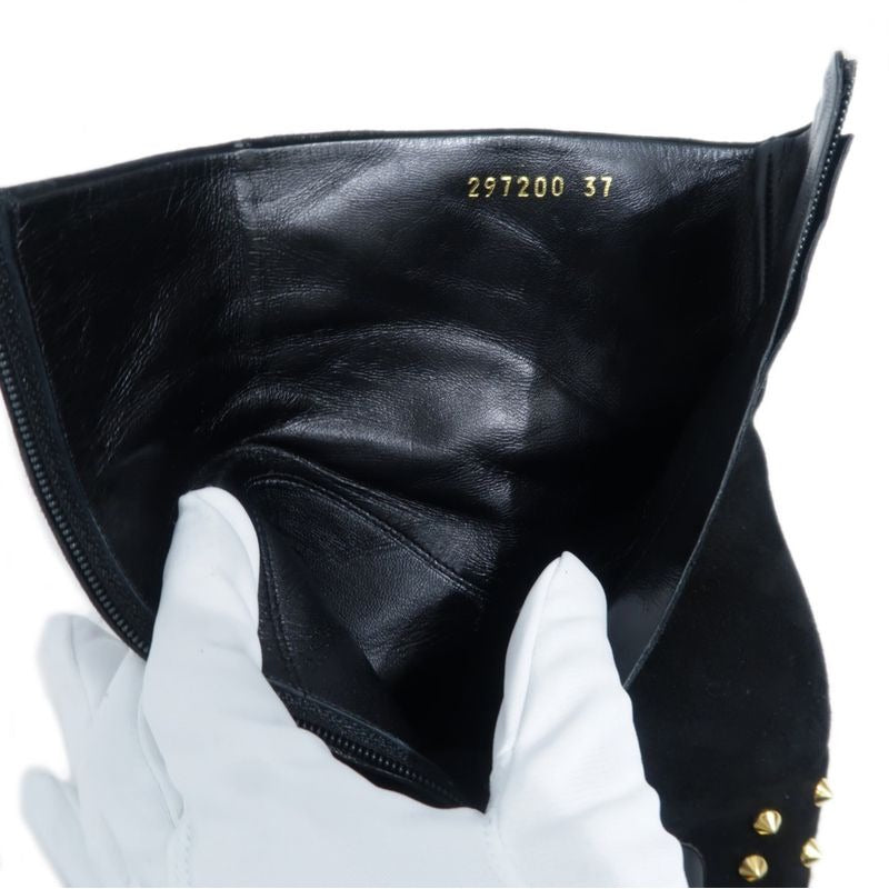 Gucci Short Boots Size 37 Black Suede Studded Shoes — view 8