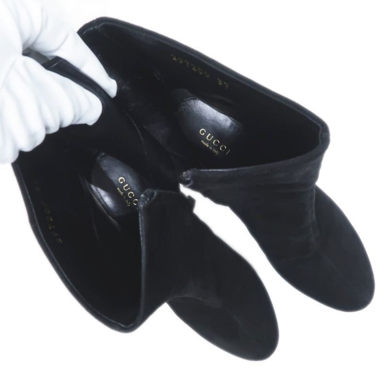 Gucci Short Boots Size 37 Black Suede Studded Shoes — view 9