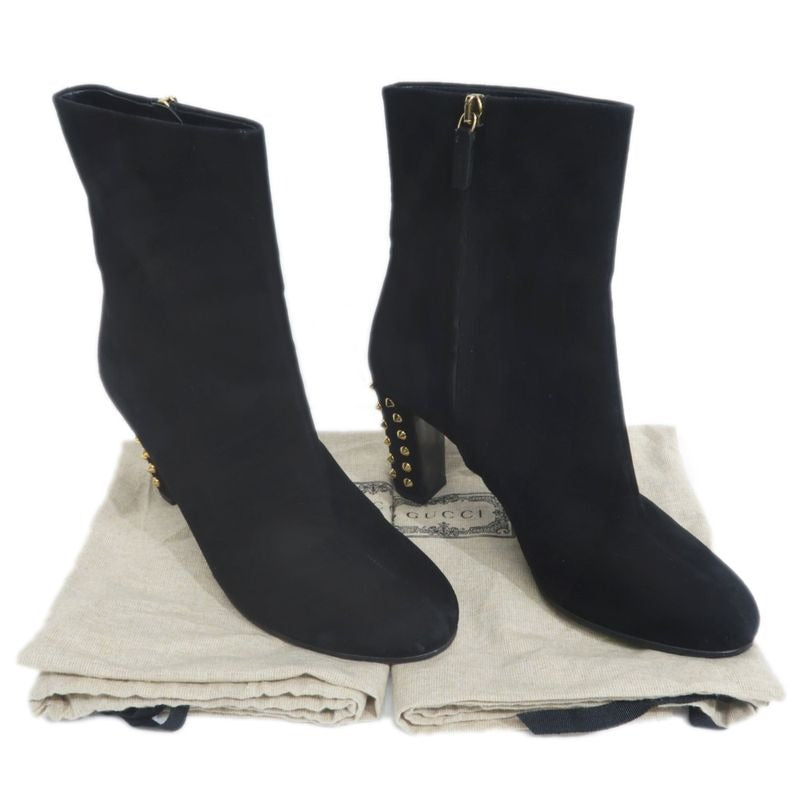 Gucci Short Boots Size 37 Black Suede Studded Shoes — view 10