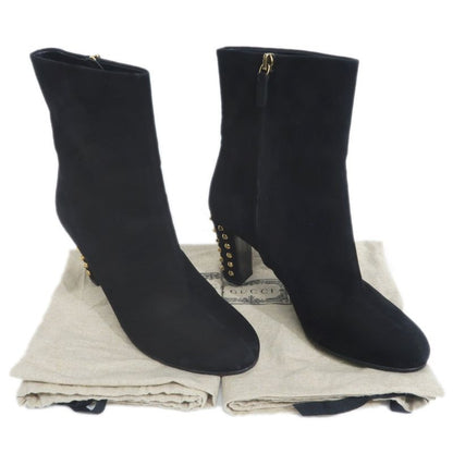 Gucci Short Boots Size 37 Black Suede Studded Shoes — view 10