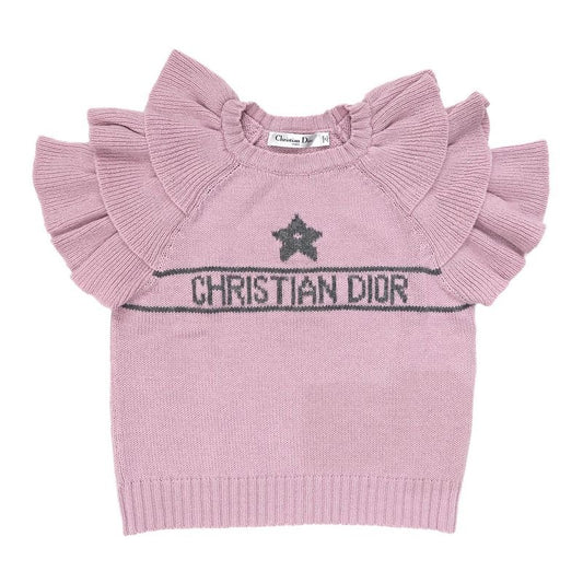Dior Short Sleeve Knit Ruffles 36 Sizes Pink 344 S13 Bm003 Cashmere