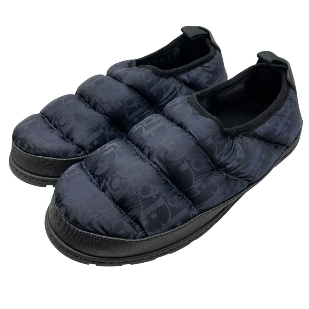 Dior Snow Slipper Flat Shoes Quilted Nylon Logo Black