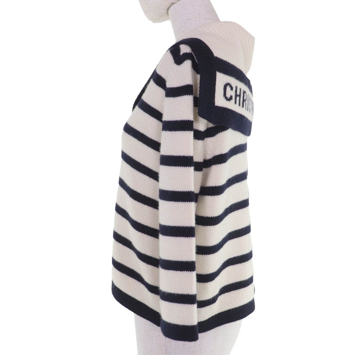 Dior Wool Cashmere Manier Marine Knit Sera Color Cardigan White Dark Navy 46 — view 2
