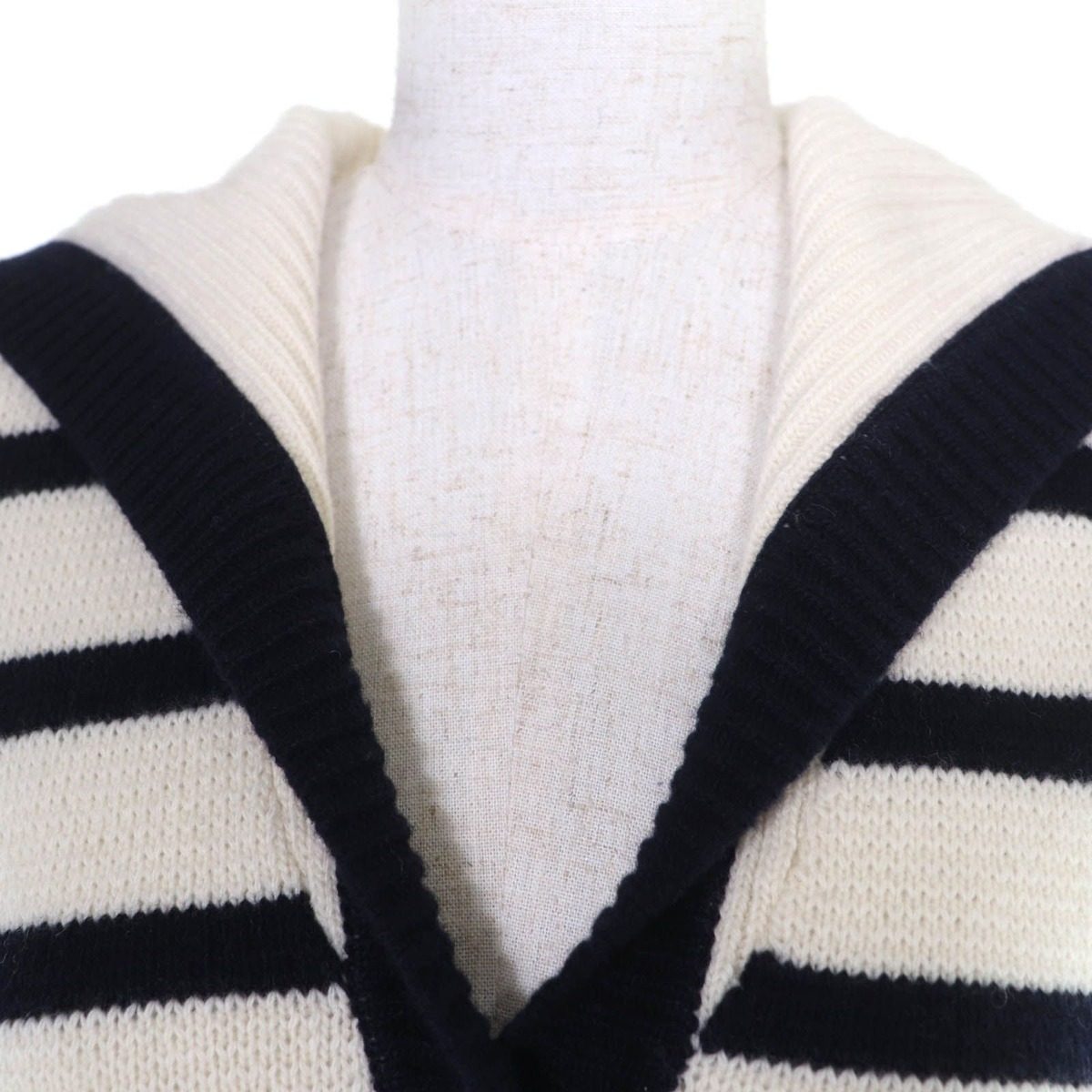 Dior Wool Cashmere Manier Marine Knit Sera Color Cardigan White Dark Navy 46 — view 4