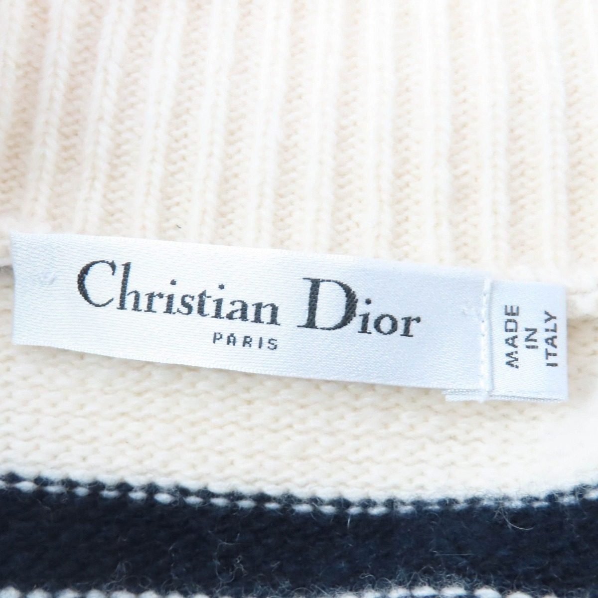 Dior Wool Cashmere Manier Marine Knit Sera Color Cardigan White Dark Navy 46 — view 6