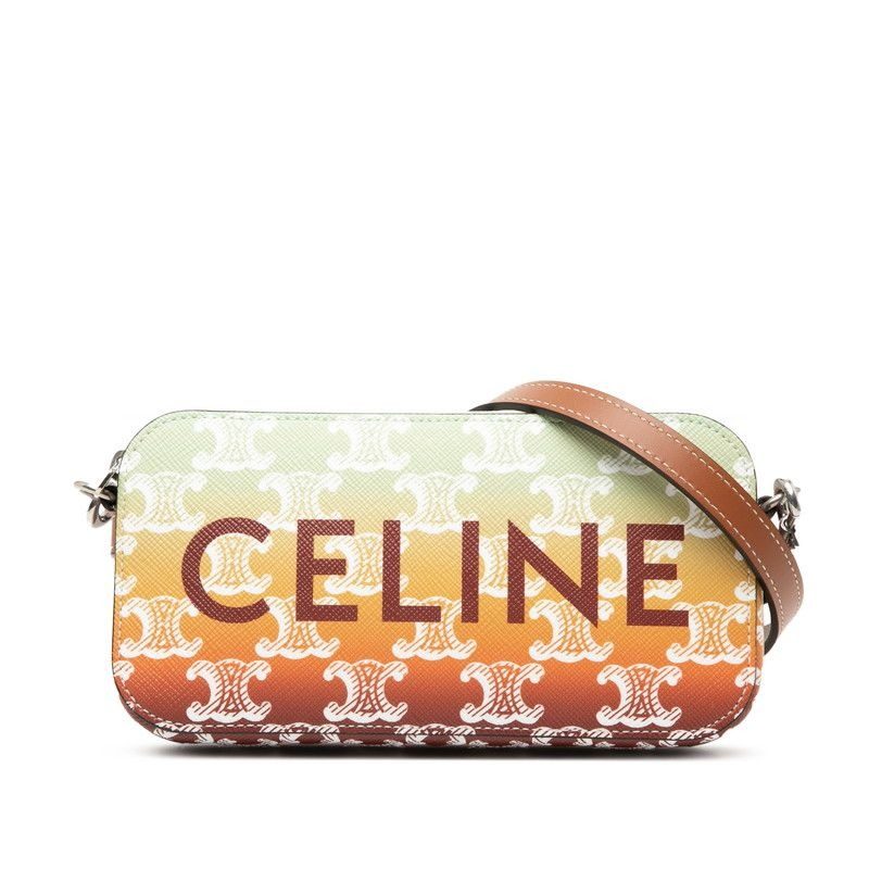 Celine Triomphe Horizontal Pouch Crossbody Shoulder Bag Brown Multicolor Leather
