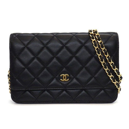 Chanel Shoulder Bag Quilted Classic Chain Wallet Ap0250 Black