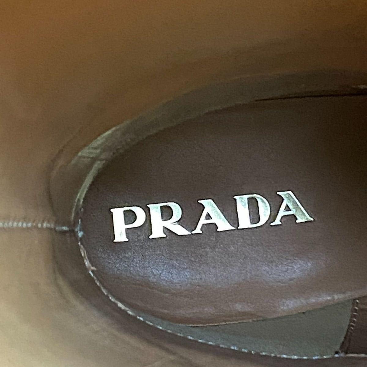 Prada Embossed Logo Long Boots with Buckle Strap 38 Black Leather Shoes Middle — view 9