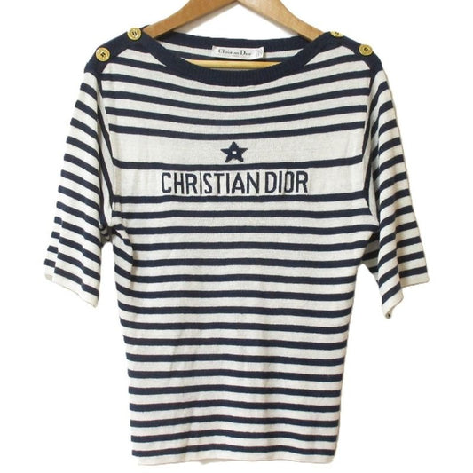 Christian Dior Cashmere Silk Logo Striped Knit Cut And Sewn 414 S83 Am729 3 24SS