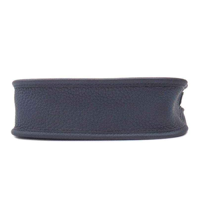 Hermes Shoulder Bag Evelyn TPM Taurillon Clemence Blue Nuit Silver Hardware