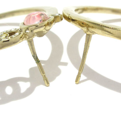 Chanel Earrings Gold X Pink Heart / Coco / Rhinestone / Hoop