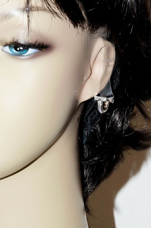 Tiffany & Co Earrings 18K White Gold Diamond 028ct T One Half Pave Hughey