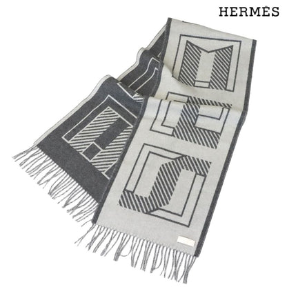 Hermes Retre Au Carre Muffler Cashmere 100% Leather Yvoire Griff Scarf