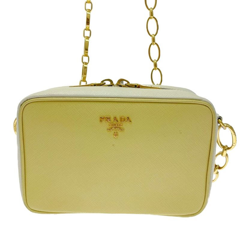 Prada Leather Saffiano Chain Shoulder Bag Yellow 407251 Shoulder Bag