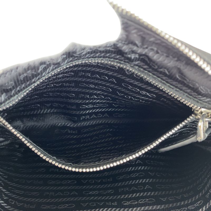 Prada Black Silver Hardware Canvas/leather Clutch Bag Pouch Unisex Men's 505062