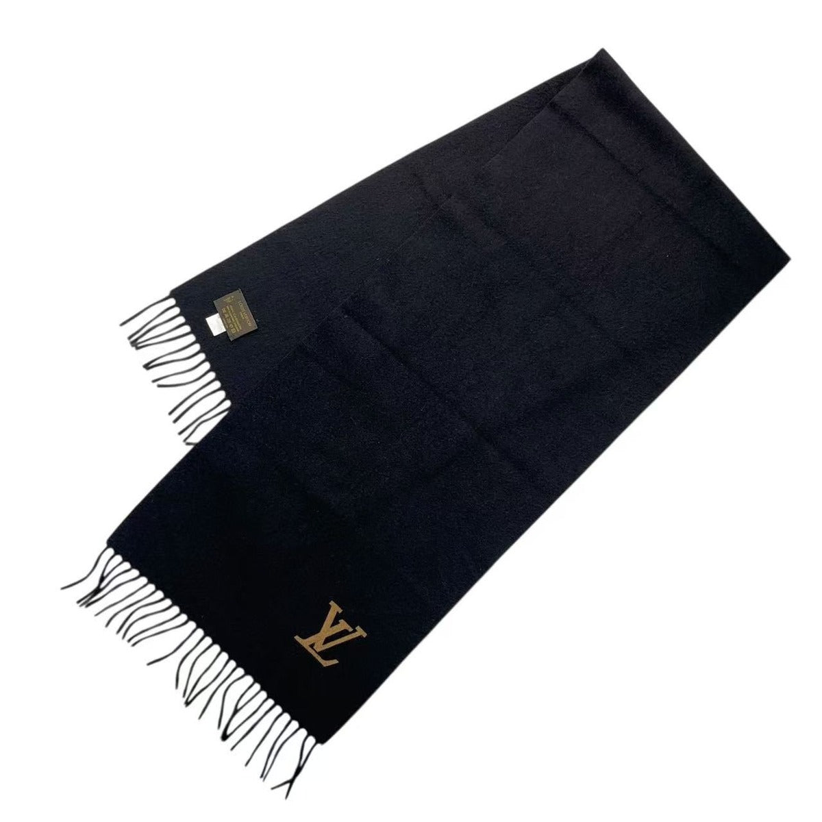 Louis Vuitton Scarf Cashmere Black LV Logo